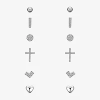 Sparkle Allure A Week Of Sparkle Womens Cubic Zirconia Pure Silver Over Brass Cross Heart 7-pc. Jewelry Set