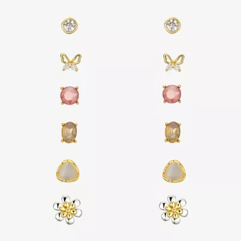 Sparkle Allure A Week Of Sparkle Womens Cubic Zirconia 14K Gold Over Brass Butterfly Flower 7-pc. Jewelry Set