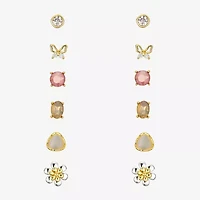 Sparkle Allure A Week Of Sparkle Womens Cubic Zirconia 14K Gold Over Brass Butterfly Flower 7-pc. Jewelry Set