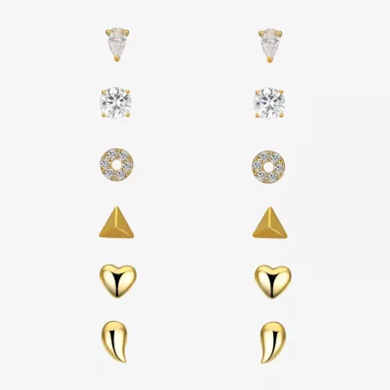 Sparkle Allure A Week Of Sparkle Womens Cubic Zirconia 14K Gold Over Brass Heart Round Triangle 7-pc. Jewelry Set