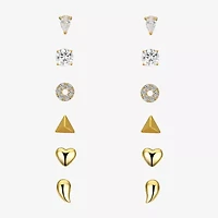 Sparkle Allure A Week Of Sparkle Womens Cubic Zirconia 14K Gold Over Brass Heart Round Triangle 7-pc. Jewelry Set
