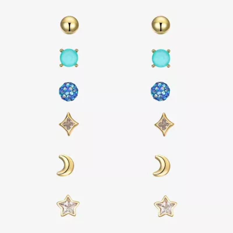 Sparkle Allure A Week Of Sparkle Womens Cubic Zirconia 14K Gold Over Brass Moon Star 7-pc. Jewelry Set