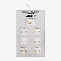 Sparkle Allure A Week Of Sparkle Womens Cubic Zirconia 14K Gold Over Brass Bow Heart 7-pc. Jewelry Set