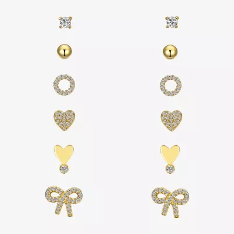 Sparkle Allure A Week Of Sparkle Womens Cubic Zirconia 14K Gold Over Brass Bow Heart 7-pc. Jewelry Set