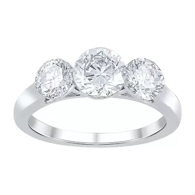 (F / Vs2) Womens 2 CT. T.W. Lab Grown White Diamond 14K Gold 3-Stone Engagement Ring