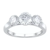 (F / Vs2) Womens 2 CT. T.W. Lab Grown White Diamond 14K Gold 3-Stone Engagement Ring