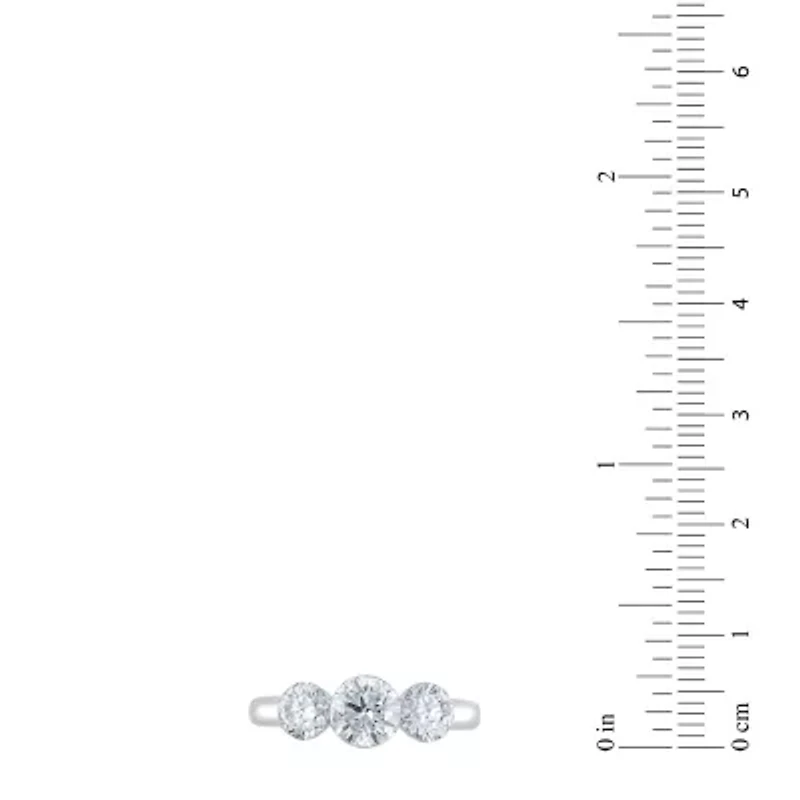 (F / Vs2) Womens 2 CT. T.W. Lab Grown White Diamond 14K Gold 3-Stone Engagement Ring