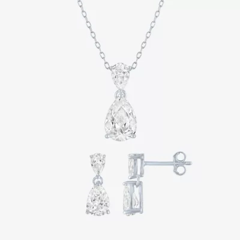 Yes, Please! Womens Lab Created White Sapphire Sterling Silver Pear 2-pc. Jewelry Set