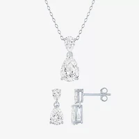 Yes, Please! Womens Lab Created White Sapphire Sterling Silver Pear 2-pc. Jewelry Set