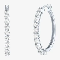 Yes, Please! Womens Lab Created White Sapphire Sterling Silver 30mm Hoop Earrings