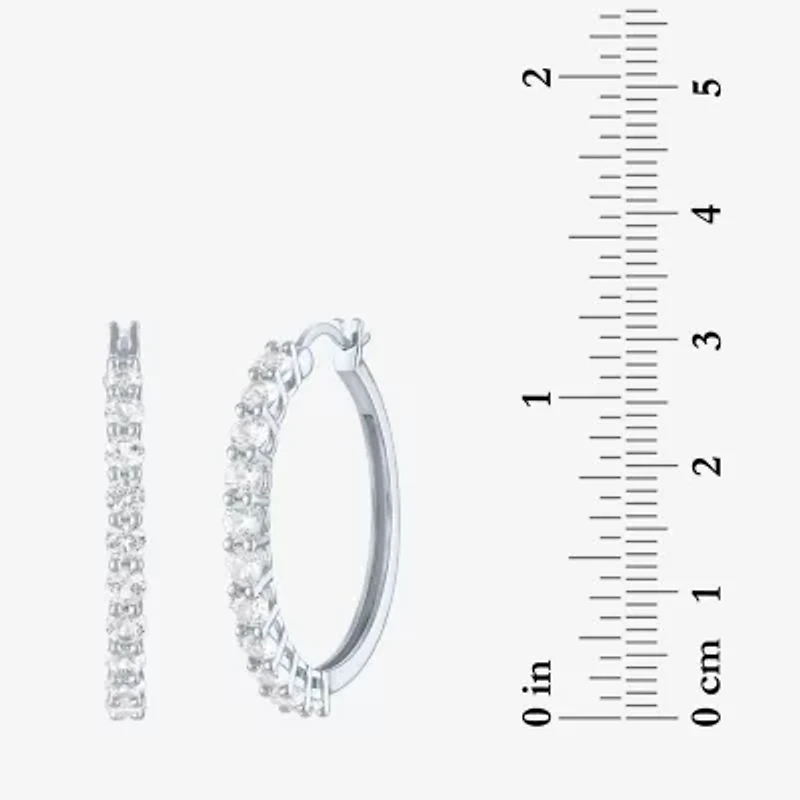 Yes, Please! Womens Lab Created White Sapphire Sterling Silver 30mm Hoop Earrings