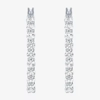 Yes, Please! Womens Lab Created White Sapphire Sterling Silver 30mm Hoop Earrings
