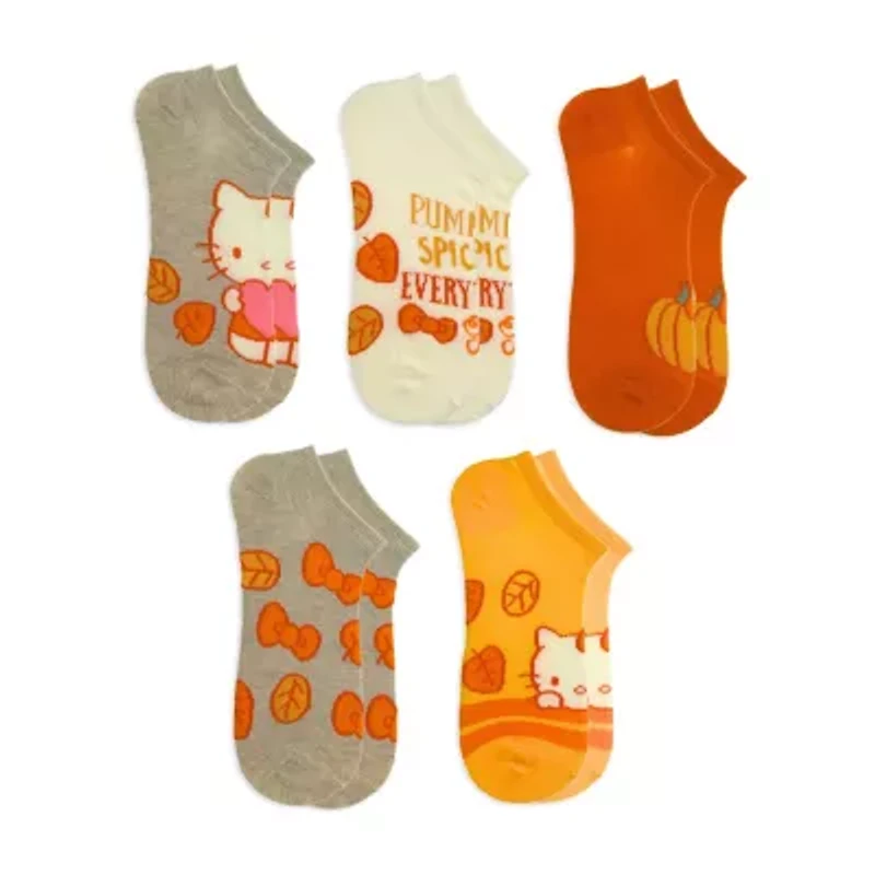 Womens Multi-Pack 5 Pair Hello Kitty No Show Socks