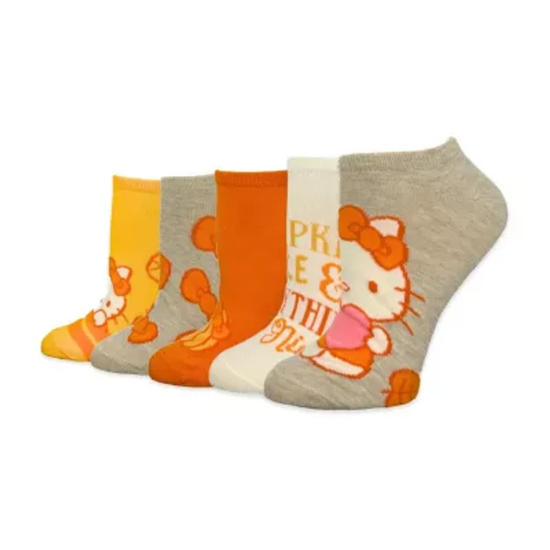 Womens Multi-Pack 5 Pair Hello Kitty No Show Socks