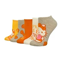 Womens Multi-Pack 5 Pair Hello Kitty No Show Socks