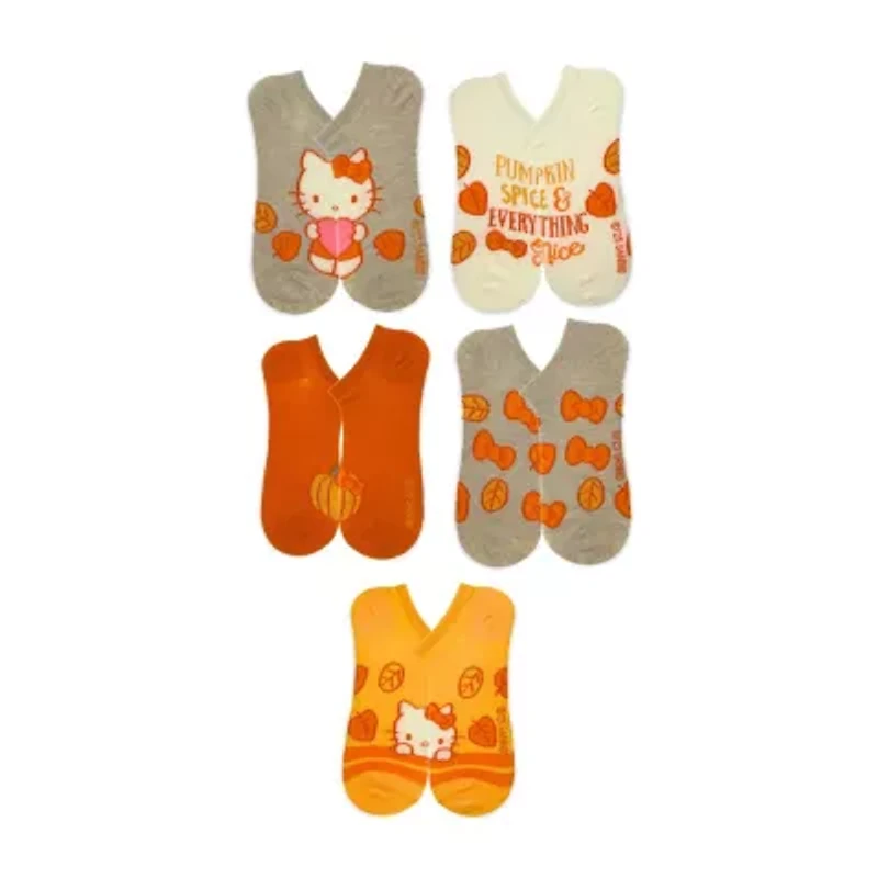 Womens Multi-Pack 5 Pair Hello Kitty No Show Socks