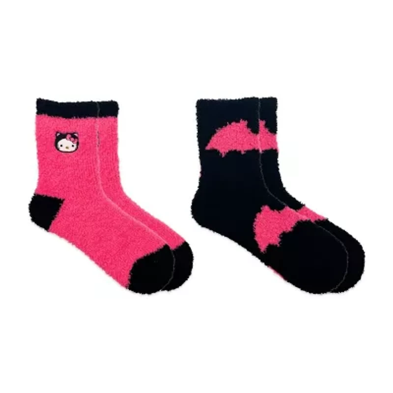 Cozy Womens 2 Pair Hello Kitty Crew Socks