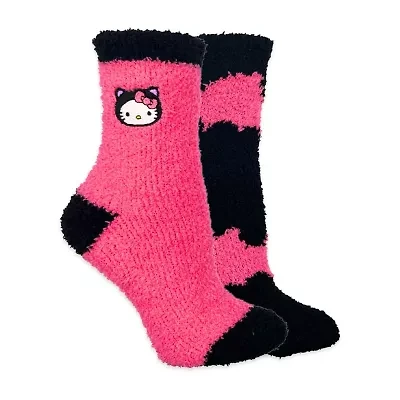 Cozy Womens 2 Pair Hello Kitty Crew Socks
