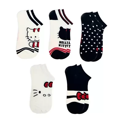 Womens Multi-Pack 5 Pair Hello Kitty Low Cut Socks