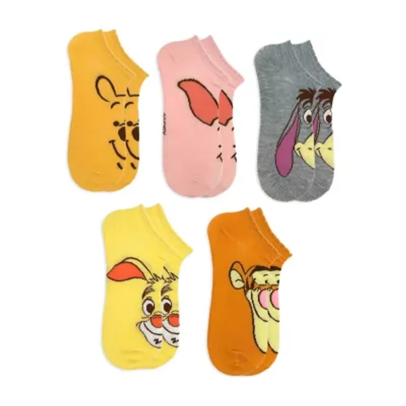 Womens Breathable Multi-Pack 5 Pair Winnie The Pooh Low Cut Socks