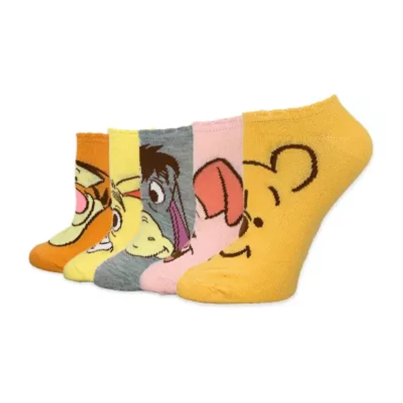 Womens Breathable Multi-Pack 5 Pair Winnie The Pooh Low Cut Socks