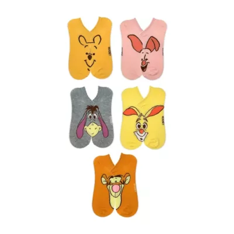 Womens Breathable Multi-Pack 5 Pair Winnie The Pooh Low Cut Socks
