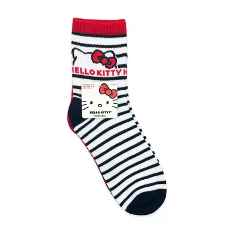 Ribbed Womens 2 Pair Hello Kitty Crew Socks
