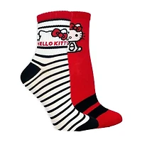 Ribbed Womens 2 Pair Hello Kitty Crew Socks
