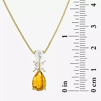 Womens Gemstone Sterling Silver Pear Pendant Necklace