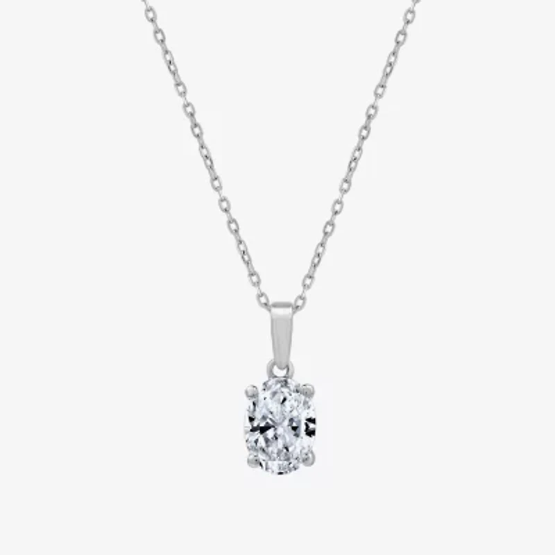 Si1-Si2/F Womens 1 CT. T.W. Lab Grown White Diamond 10K Gold Oval 18 Inch Pendant Necklace