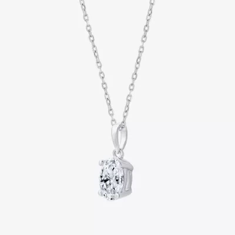 Si1-Si2/F Womens 1 CT. T.W. Lab Grown White Diamond 10K Gold Oval 18 Inch Pendant Necklace