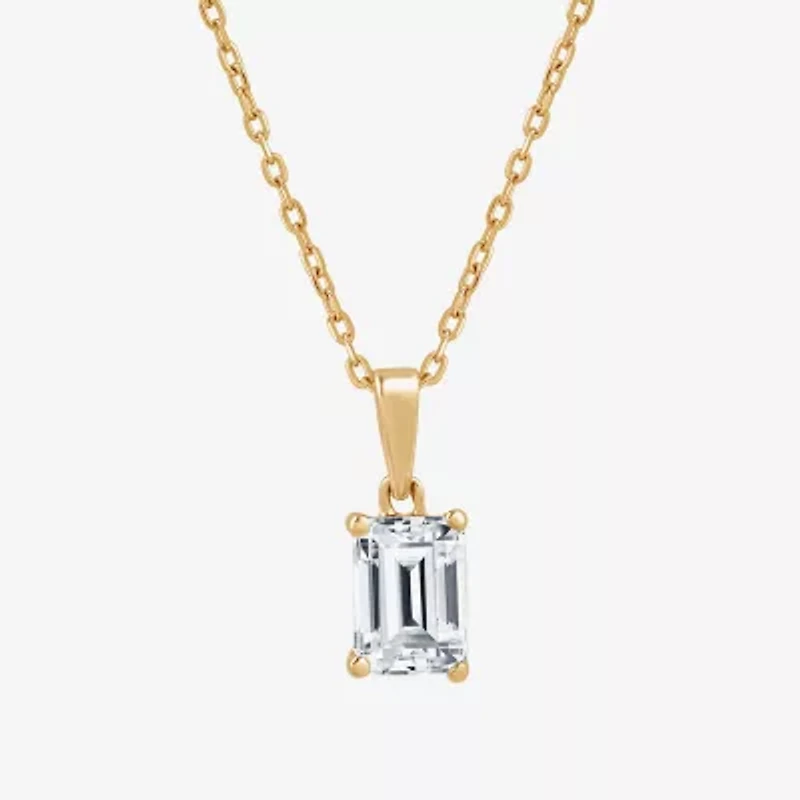 Si1-Si2/F Womens 1 CT. T.W. Lab Grown White Diamond 10K Gold 18 Inch Pendant Necklace
