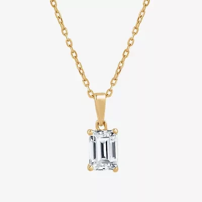Si1-Si2/F Womens 1 CT. T.W. Lab Grown White Diamond 10K Gold 18 Inch Pendant Necklace