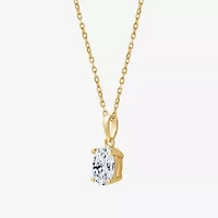 ( F/SI1-SI2 ) Womens 1 CT. T.W. Lab Grown White Diamond 10K Gold Oval 18 Inch Pendant Necklace