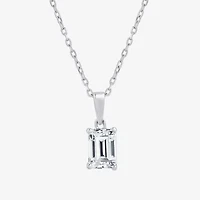 ( F/SI1-SI2 ) Womens 1 CT. T.W. Lab-Grown White Diamond 10K Gold 18 Inch Emerald Pendant Necklace