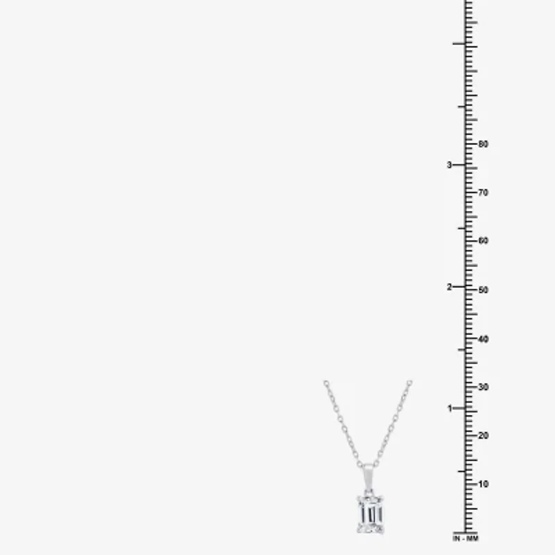 ( F/SI1-SI2 ) Womens 1 CT. T.W. Lab-Grown White Diamond 10K Gold 18 Inch Emerald Pendant Necklace