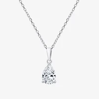 Si1-Si2/F Womens 1 CT. T.W. Lab Grown White Diamond 10K White Gold Pear 18 Inch Pendant Necklace