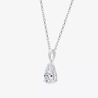 Si1-Si2/F Womens 1 CT. T.W. Lab Grown White Diamond 10K White Gold Pear 18 Inch Pendant Necklace