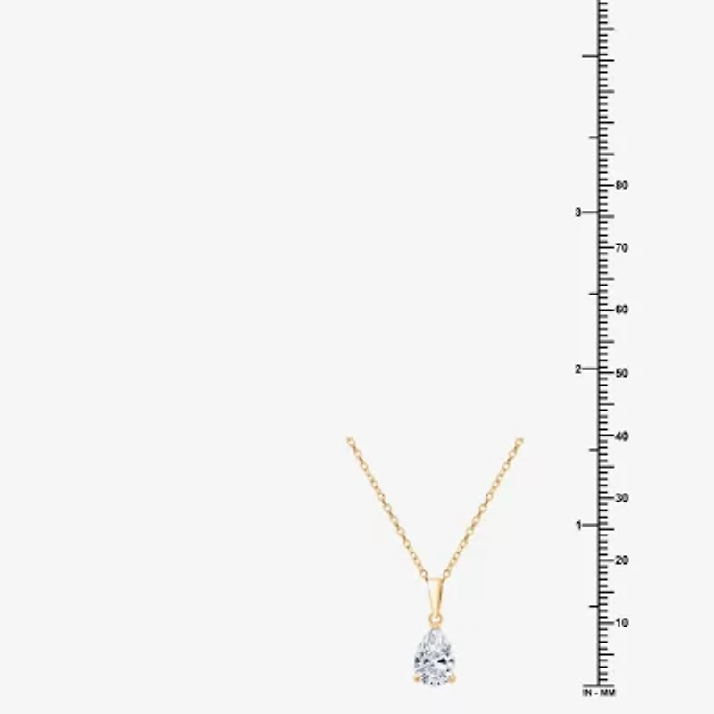 Si1-Si2/F Womens 1 CT. T.W. Lab Grown White Diamond 10K Gold Pear 18 Inch Pendant Necklace