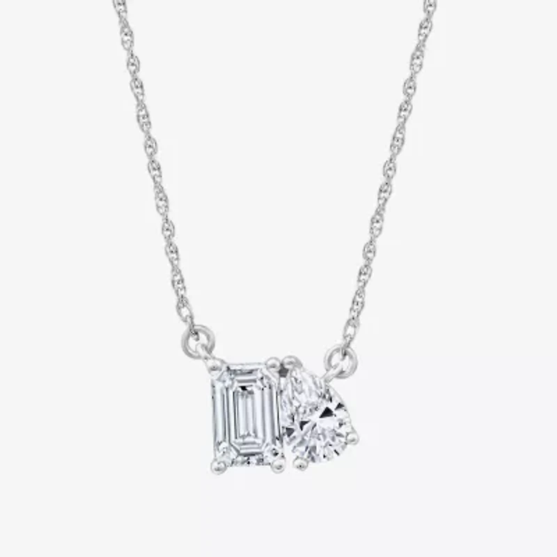 Yes, Please! Womens Lab Created White Sapphire Sterling Silver 18 Inch Pendant Necklace