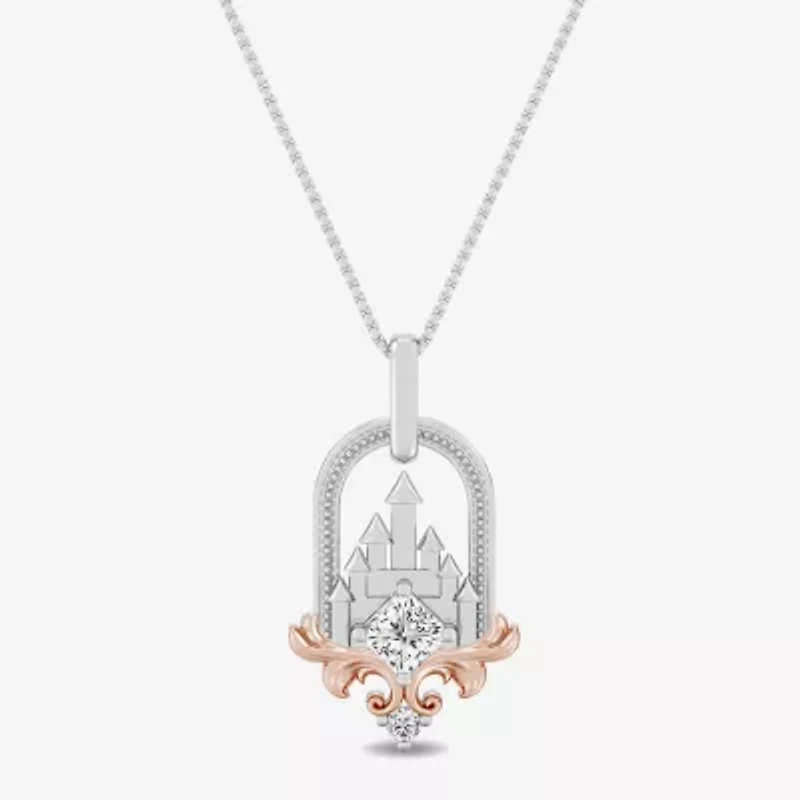 Enchanted Disney Fine Jewelry Majestic Princess (I, I2) Womens 1/4 CT. T.W. Lab Grown White Diamond Sterling Silver 18 Inch Pendant Necklace