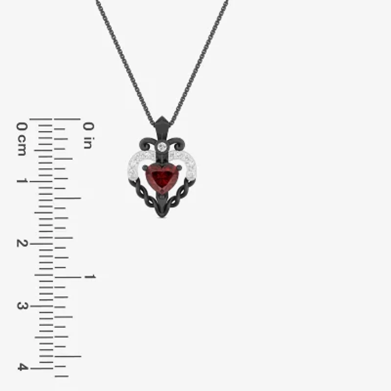 Enchanted Disney Fine Jewelry Evil Queen (I2, I) Womens 1/2 CT. T.W. Genuine Red Garnet Sterling Silver Heart 18 Inch Pendant Necklace
