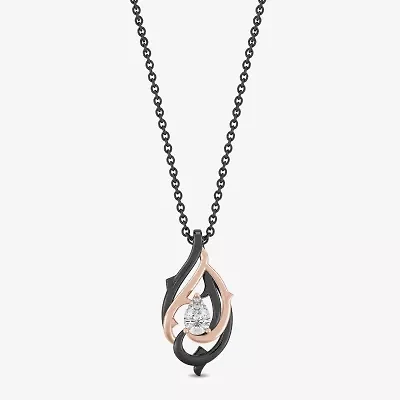 Enchanted Disney Fine Jewelry (F,Si1) Womens 1/3 CT. Lab Grown White Diamond 14K Rose Gold Over Silver Pear 18 Inch Pendant Necklace