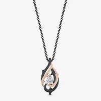 Enchanted Disney Fine Jewelry (F,Si1) Womens 1/3 CT. Lab Grown White Diamond 14K Rose Gold Over Silver Pear 18 Inch Pendant Necklace