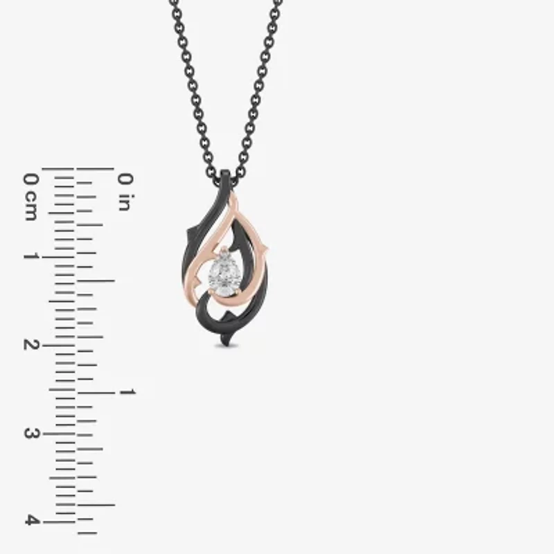 Enchanted Disney Fine Jewelry (F,Si1) Womens 1/3 CT. Lab Grown White Diamond 14K Rose Gold Over Silver Pear 18 Inch Pendant Necklace