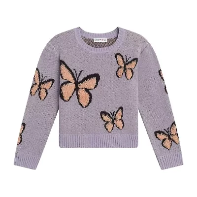 by&by girl Big Kid Girls Round Neck Long Sleeve Pullover Sweater