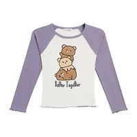 by&by girl Big Kid Girls Round Neck Long Sleeve Regular Fit Graphic T-Shirt