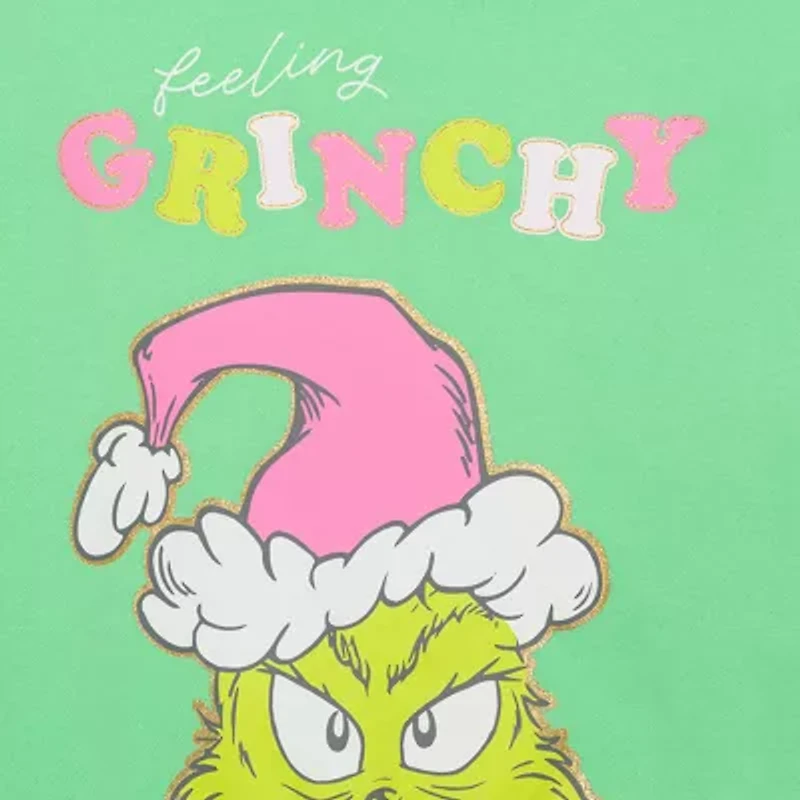 Little & Big Kid Girls Crew Neck Fleece Long Sleeve Grinch Sweatshirt
