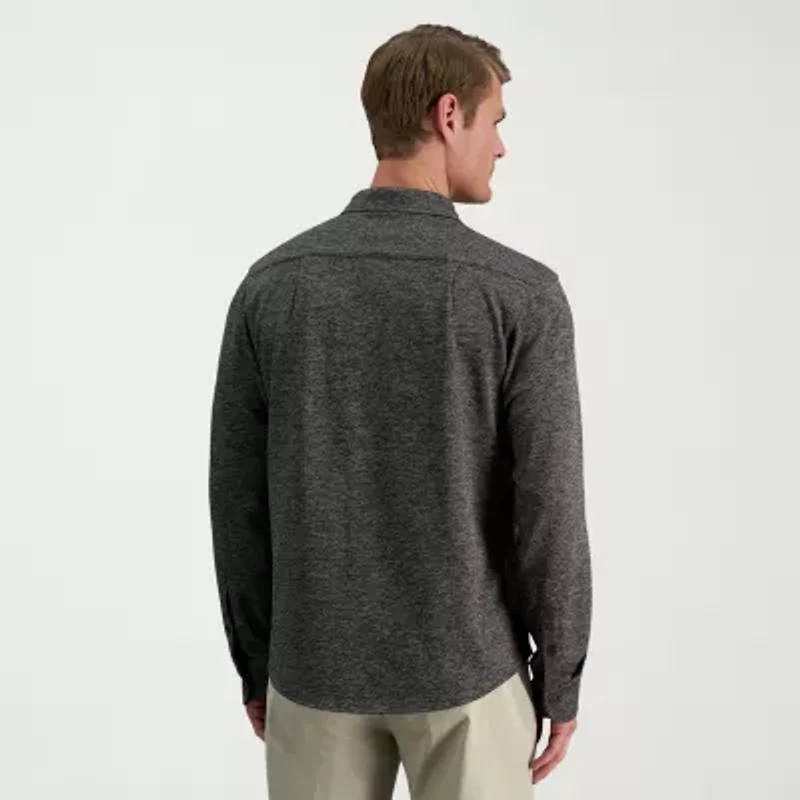 Haggar Stretch Twill Mens Long Sleeve Regular Fit Button-Down Shirt