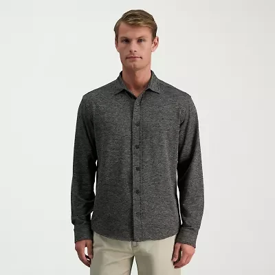 Haggar Stretch Twill Mens Long Sleeve Regular Fit Button-Down Shirt